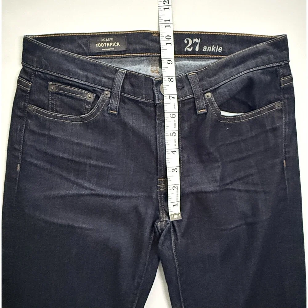 J. Crew Toothpick Skinny Jeans Sz 27 Ankle Dark Blue Stretch EUC